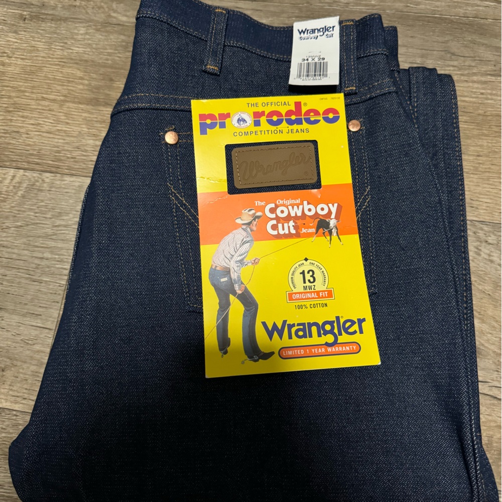 NEW with TAGS WRANGLER Cowboy Cut Original Fit Denim Jeans 13MWZ 34x29